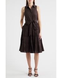 Anne Klein - Diamond Detail Sleeveless Tie Waist Shirtdress - Lyst