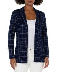Liverpool Los Angeles - Windowpane Plaid Knit Boyfriend Blazer - Lyst