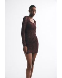 H&M - Square-Neck Lace Dress - Lyst