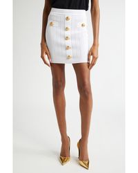 Balmain - Button Detail Rib Sweater Skirt - Lyst
