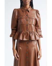 Cinq À Sept - Delanie Faux Leather Peplum Jacket - Lyst