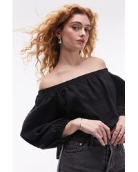 TOPSHOP - Off The Shoulder Balloon Sleeve Top - Lyst