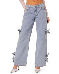 Edikted - Bows 4 Days Low Rise Wide Leg Cargo Jeans - Lyst