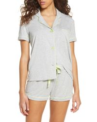PJ Salvage Womens Sleepwear Pajama Short with Detail Silver Floral Large