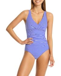 Sea Level - Varsity Stripe Cross Front Multifit One-piece Swimsuit - Lyst