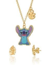 Disney - Jewelry Set With-Tone Fashion Necklace And Palm Leaf Stud Earrings - Lyst