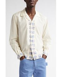 Bode - Ski Season Long Sleeve Cotton & Silk Button-Up Shirt - Lyst