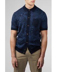 Ben Sherman - Swirl Jacquard Short Sleeve Knit Button-up Shirt - Lyst