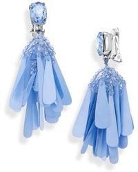 Oscar de la Renta - Bead & Sequin Flower Cascade Clip-On Drop Earrings - Lyst