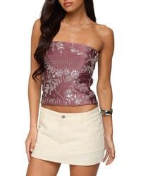 Edikted - Zelda Bead & Sequin Strapless Top - Lyst