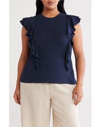 Caslon - Cascade Ruffle Cotton Blend Top - Lyst
