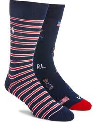 Polo Ralph Lauren - Assorted 2-Pack Americana Bear & Stripe Dress Socks - Lyst