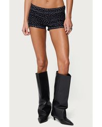 Edikted - Moirah Rhinestone Denim Micro Shorts - Lyst