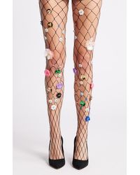 High Heel Jungle - Celebration Floral Appliqué Sheer Tights - Lyst