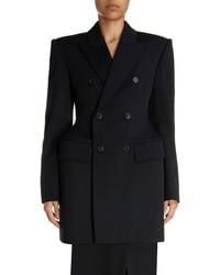Balenciaga - Clinched Hourglass Double Breasted Wool Gabardine Blazer - Lyst