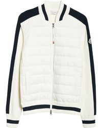 Moncler - Cotton Knit & Quilted Down Cardigan - Lyst