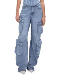 GOOD AMERICAN Wide-leg Cargo Jeans in Blue | Lyst