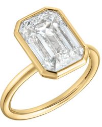 LuvMyJewelry - Lunessa 14K Emerald Cut Lab Grown Diamond Bezel Solitaire Engagement Ring - Lyst