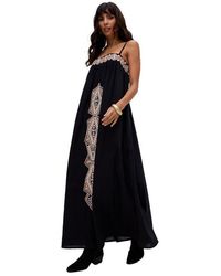 Raffya - Sapphire Spaghetti Strap Embroidered Maxi Dress - Lyst