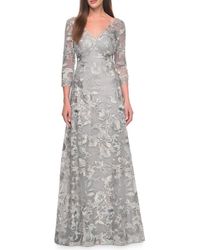 La Femme - Unique Lace Mother Of The Bride Gown With Sleeves - Lyst