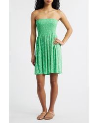 Rip Curl - Surf Side Smocked Strapless Minidress - Lyst