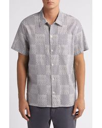 Treasure & Bond - Patchwork Linen & Cotton Short Sleeve Button-up Shirt - Lyst