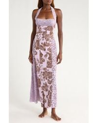 Free People - Love You Most Print Lace Halter Maxi Dress - Lyst