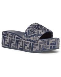 Fendi - Sunshine Logo Jacquard Platform Slide Sandal - Lyst