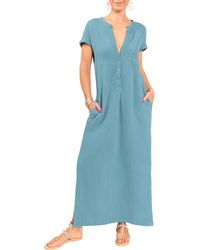 EVERYDAY RITUAL - Stacey Split Neck Cotton Caftan - Lyst