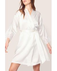 Petite Plume - Lace Trim Mulberry Silk Robe - Lyst