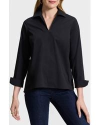 Foxcroft - Agnes Split Cuff Popover Blouse - Lyst