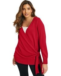 June + Vie - Wrap-Front Cardigan - Lyst