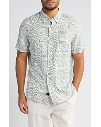 Rails - Carson Block Print Short Sleeve Linen Blend Button-up Shirt - Lyst