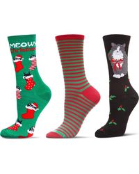 Memoi - Christmas Assorted 3-Pack Crew Socks - Lyst