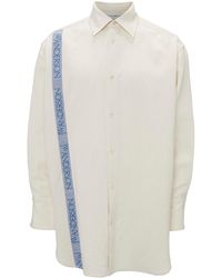 JW Anderson - Oversize Logo Tape Cotton & Linen Button-up Shirt - Lyst