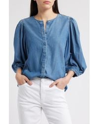 Madewell - Puff Sleeve Denim Button-Up Top - Lyst