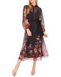 Ted Baker - Placement Print Long Sleeve Organza Maxi Dress - Lyst