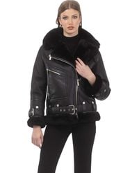 Gorski - Shearling Lamb Moto Zip Jacket - Lyst