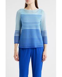 Ming Wang - Stripe Sheer Knit Tunic - Lyst
