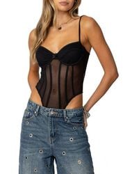Edikted - Jenia Bustier Mesh Bodysuit - Lyst