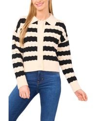 Cece - Stripe Collared Cardigan - Lyst
