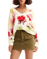 Desigual - Jers Join Floral Jacquard Sweater - Lyst