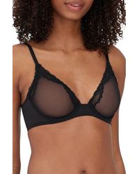 Skarlett Blue - Passion Underwire Plunge Unlined Mesh Bra - Lyst