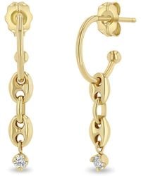 Zoe Chicco - 14k Gold & Diamond huggie Hoop Drop Earrings - Lyst