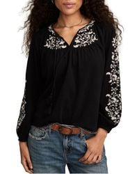 Lucky Brand - Embroidered Peasant Top - Lyst