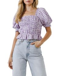 English Factory - Embroidered Smocked Top - Lyst