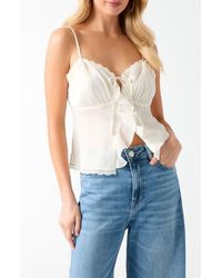 Guess - Saisha Lace Trim Ruffle Crop Chiffon Babydoll Top - Lyst