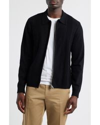 Wax London - Lennox Ribbed Knit Cotton & Cashmere Zip-Up Shirt - Lyst