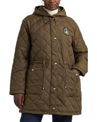 Lauren by Ralph Lauren - Crest Embroidered Patch Hooded Quilted Jacket - Lyst
