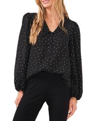 Chaus - Polka Dot Balloon Sleeve Button-Up Blouse - Lyst